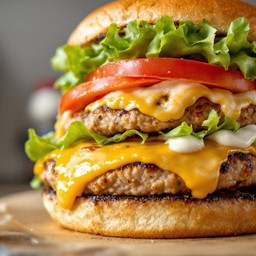 Double cheese burger pork /  ดับเบิ้ลชีสเบอร์เกอร์หมู