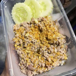 ข้าวหมูสับทอดกะเทียมพริกไทย