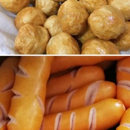 ลูกชิ้นหมูทอด+หนังกรอบทอด