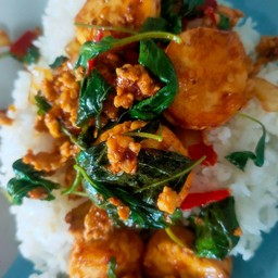 ข้าว_กระเพราไก่เต้าหู้ไข่ทอด (ไข่ดาว ระบุ +10บ.)