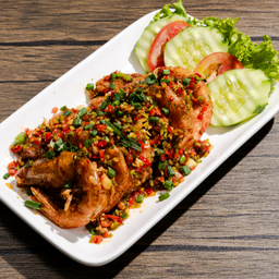 กุ้งทอดคั่วพริกเกลือ (กับข้าว)