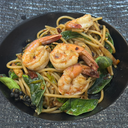 สปาเกตตี้ขี้เมากุ้ง (Spaghetti with spicy prawn)