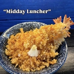 ข้าวหน้าเทมปูระกุ้ง 3 ตัวกับผักทอด