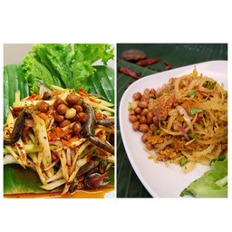 ยำมะม่วงปูจืด + ยำแหนมสดข้าวทอด