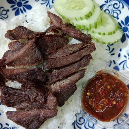 ข้าว เนื้อทอดดวงเจริญ+แจ่วปลาร้า