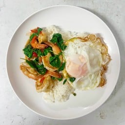 ข้าวกระเพราทะเล ( หมึก-กุ้ง )