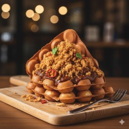 วาฟเฟิลพริกเผาหมูหยอง