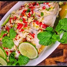 ปลาทับทิมนึ่งมะนาว