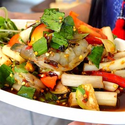 ตำไหลบัวกุ้งสดด