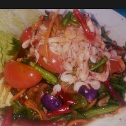 @1 . ตำลาวลั่นทุ่งกุ้งคั่ว (ตำาปลาร้า+กุ้งฝออยคั่วสุก ค่ะ )ตำถั่วฝักยาว+กุ้ง(เปลี่ยนเป็นเส้นมะละกอหรือแตงกวาได้ค่ะ)