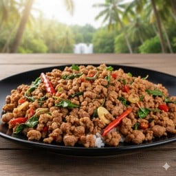 ข้าวกะเพราหมูสับ ป้าบๆ