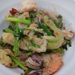 สุกี้แห้งกุ้ง+ปลาหมึก ธรรมดา