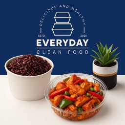 ข้าวไรซ์เบอร์รี่ พะแนงไก่ผัดแห้ง (ไม่ใส่กะทิ)