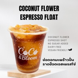 น้ำช่อดอกมะพร้าวปั่นราดช็อตเอสเพรสโซ่ (Vegan)(No Sugar Added)