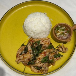 ข้าวกะเพราคั่วพริกแห้งไก่