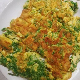 ข้าวหน้าไข่ชะอมทอด+น้ำพริกกะปิ