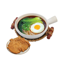 B1-1 บะหมี่หม้อดินซุปตุ๋น+หมูแผ่นทอด Claypot Noodles Stewed Soup + Fried Pork(OL)