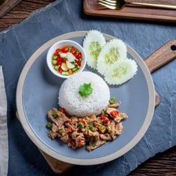 ข้าวเนื้อคั่วพริกเกลือ