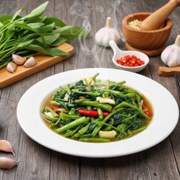 ผัดผักบุ้งน้ำมันหอย/ไฟแดง