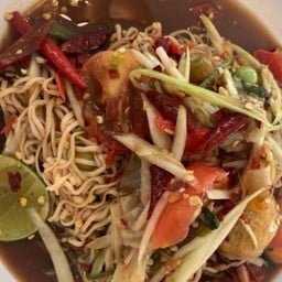 ข้าวหมูทอดน้ำจิ้มแจ่วครัวบักแชมป์