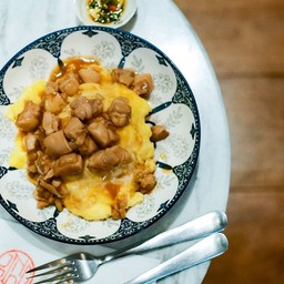 ข้าวกล้องไข่ข้นอกไก่น้ำมันหอย