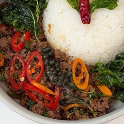 ผัดกะเพราเนื้อโคขุนดรายเอจ