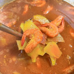 แกงเหลืองมะละกอกุ้งสด (เครื่องแกงใต้)