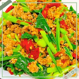 คะน้า หมูสับ.