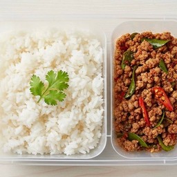 [อร่อยซ่ากับโค้ก] ข้าวคั่วกลิ้งหมู +  โค้ก ออริจินัล (ขวด) 