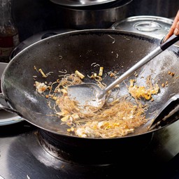 วุ้นเส้นหมูชิ้น+กุ้งแห้งทอด