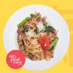 สปาเกตตี้ - เนื้อบดโหระพา พริกหวานแพลนต์เบสต์ เจ