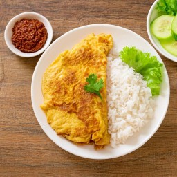 ข้าวไข่เจียว+น้ำพริกตาแดง