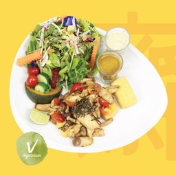 สลัดเต้าหู้เจเห็ด3อย่าง