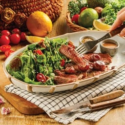 สเต็กเนื้อริบอายแบล็คแองกัส เสิร์ฟคู่มันบดหนึบทรัฟเฟิล