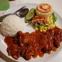 spicy chicken riceข้าวหน้าไก่ย่างสไปซี่