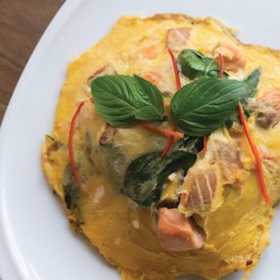 ข้าวไข่เจียวแซลมอนสมุนไพรไร้น้ำมัน