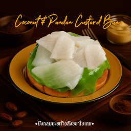 ปังกลมมะพร้าวสังขยาใบเตย