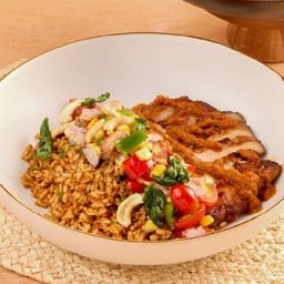 ข้าวโอ๊ตและสะโพกไก่สไปซี่ซัลซ่า