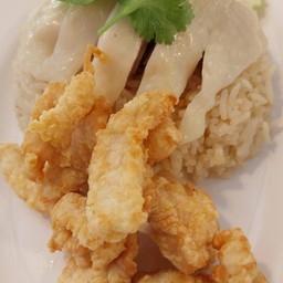 ข้าวมันไก่ผสม (ไก่ต้ม+ไก่ทอด)
