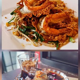 ฟิน 1 ผัดไทย กุ้งสด ทอดกรอบ 1 + เฉาก๊วย 1