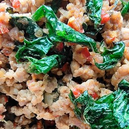 ผัดกระเพราหมูสับ, ไก่สัย