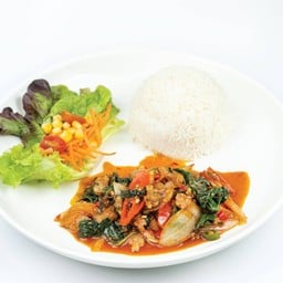 ข้าวผักโขมพริกเผา