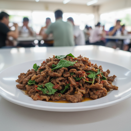 กะเพราเนื้อ กับข้าว