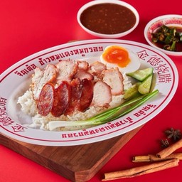 ข้าวหมูแดงกุนเชียง+ไข่.