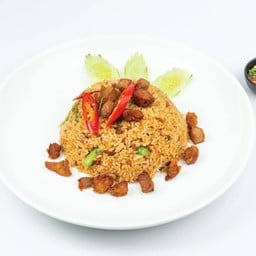 ข้าวคลุกพริกขิงหมูทอด