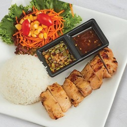 ข้าวไก่ย่างอบน้ำผึ้ง