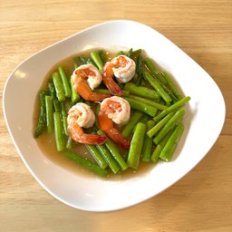 หน่อไม้ฝรั่งผัดกุ้ง