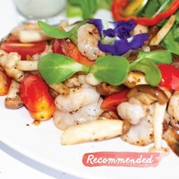 สลัดเห็ดรวมกุ้งย่าง