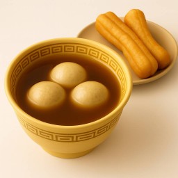 [เซตสุดฮิต] น้ำขิงบัวลอยงาดำ + ปาท่องโก๋สะบัดน้ำมันชิ้น 2 ชิ้น