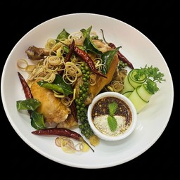 ไก่บ้านคั่วสมุนไพร(ครึ่งตัว)